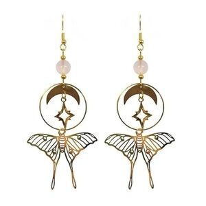 Elegant Gold Luna Moth Earrings